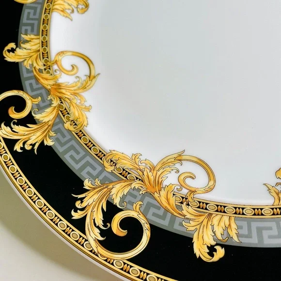Versace x Rosenthal Prestige Gala Black Gold Silver Pattern Dinner Plate 10.5" - Picture 8 of 12